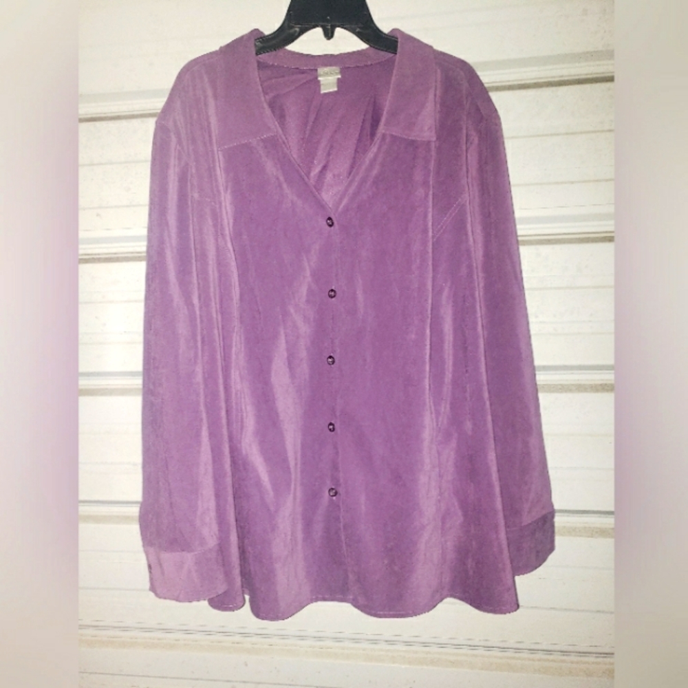 Plus Size 30/32 Fashion Bug Women's Purple Blouse Top Shirt Work Dressy 4x 5x